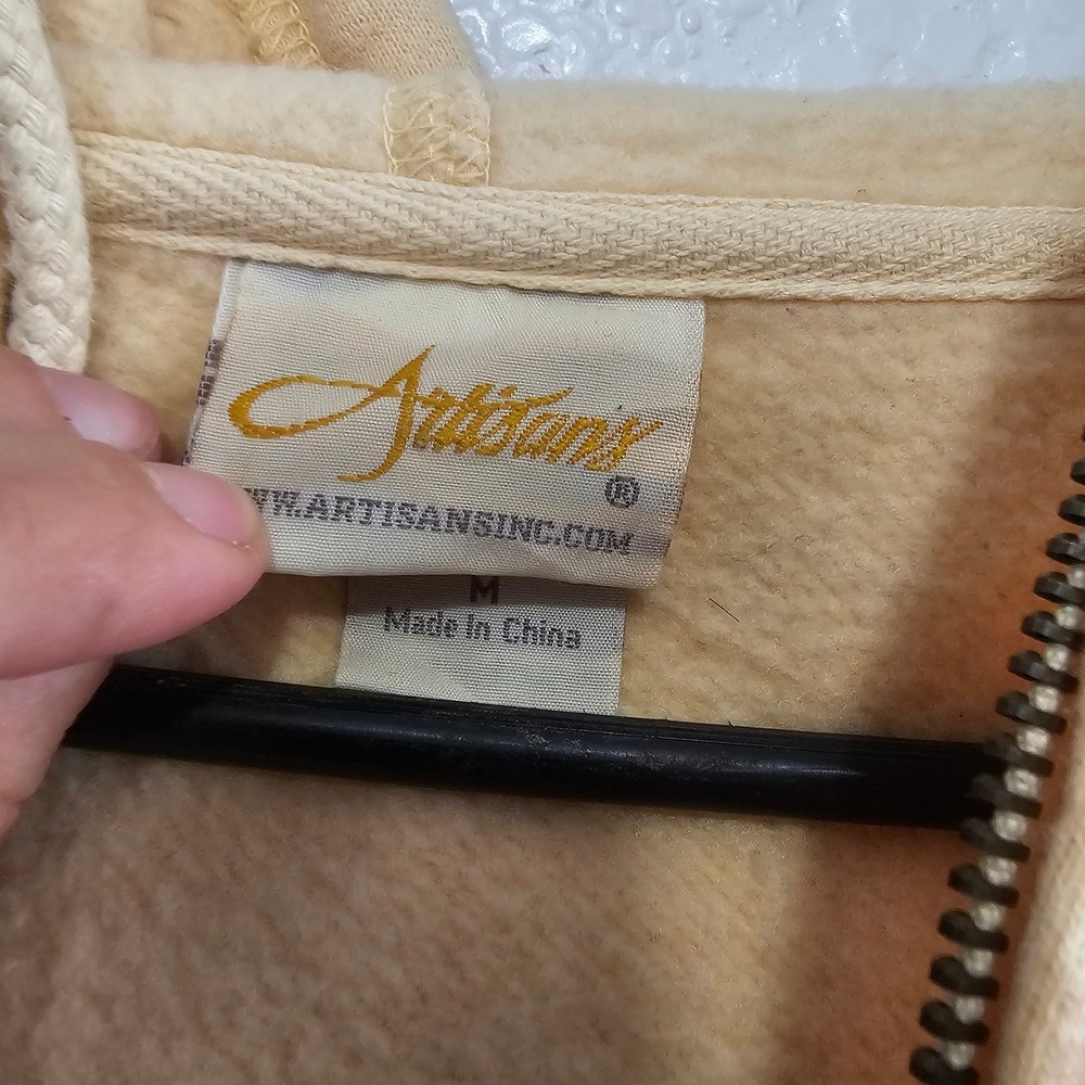 Artisans Wild Horse Graphic Full Zip Hoodie Tan Beige Mens Medium Equestrian - Picture 2 of 7